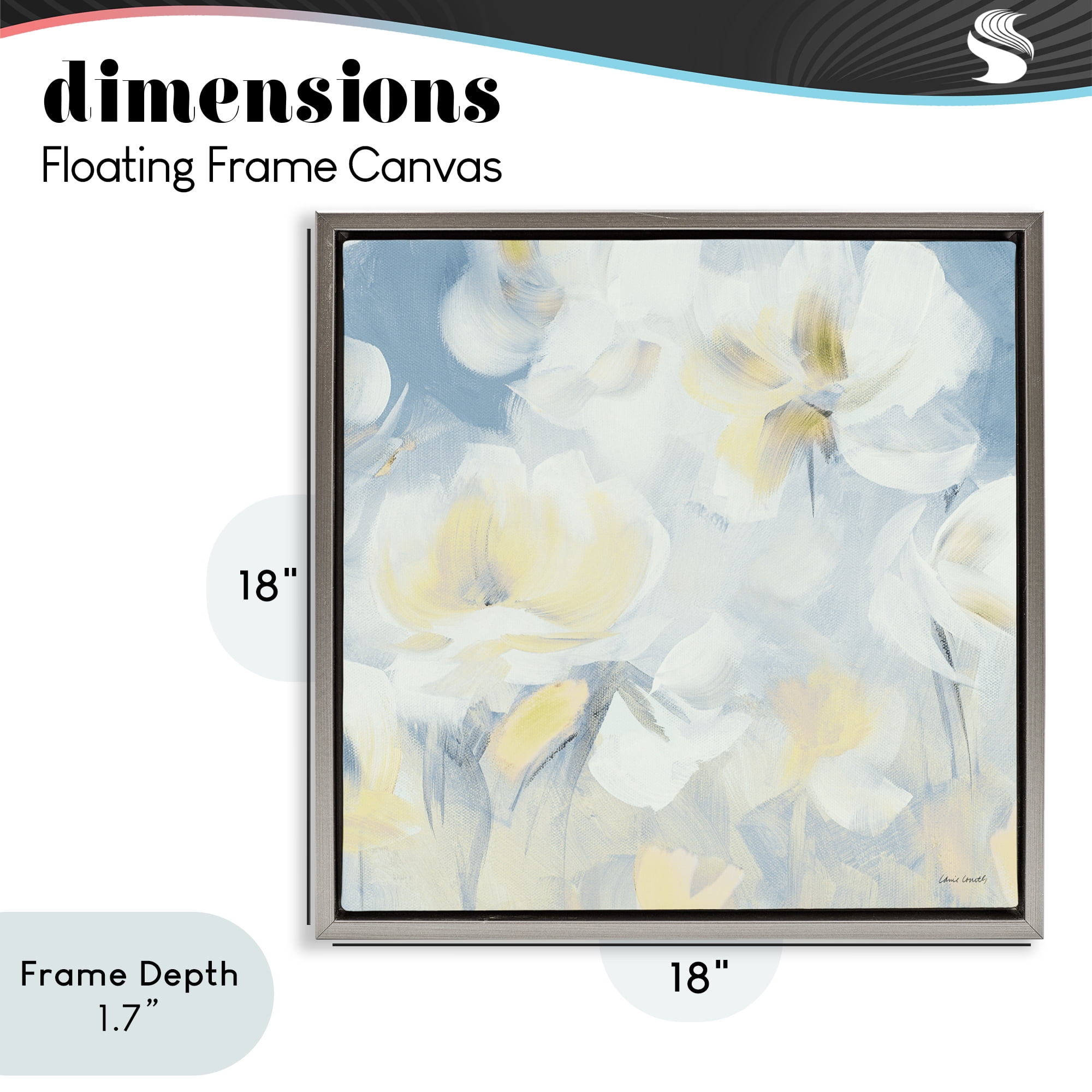 Stupell Industries Soft & Gentle Flower Field Gray Framed Floater Canvas Wall Art, design by Lanie Loreth