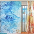 thumbnail image 2 of Splicing Pattern Fire and Water Semi Sheer Curtains Window Voile Drapes Panels Treatment-55X84in for Living Room Bedroom Kids Room, 2 of 4