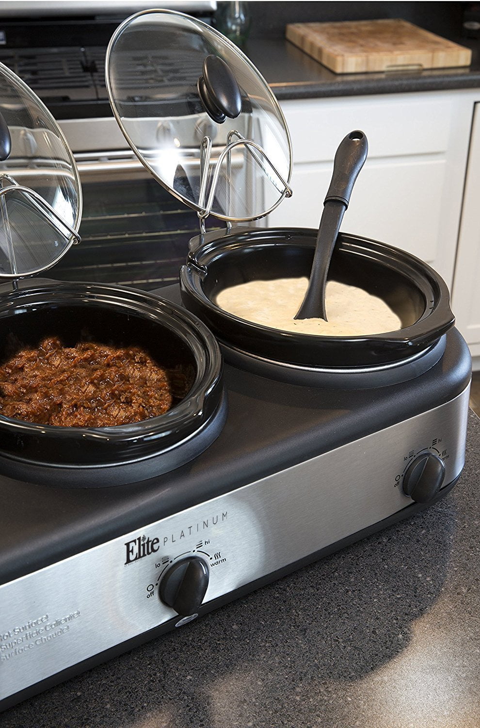 Elite Platinum Triple Slow Cooker Buffet with Lid Rests