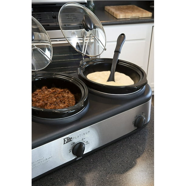 Elite Platinum Triple Slow Cooker Buffet with Lid Rests