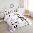 thumbnail image 2 of Erosebridal Panda Comforter Set, Cherry Blossoms Bedding Set Full Size Cute Animal Quilted Duvet Teens Adult, Flower Branches Cartoon Style Bedding Comforters for Bedroom Decor, 2 of 5