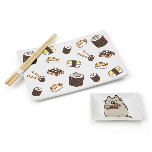 Enesco Pusheen By Our Name Is Mud Stoneware Sushi Tray And Soy Dish With Chopsticks 3 Pieces White Walmart Com Walmart Com