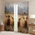 thumbnail image 2 of Manfei Rustic Highland Cattle Black Out Curtains,Country Farmhouse Lodge Curtains Pack of 2 (42x63 Each),Old Barn Door Bedroom Curtains For Boys,Super Cozy Room Decor, 2 of 6