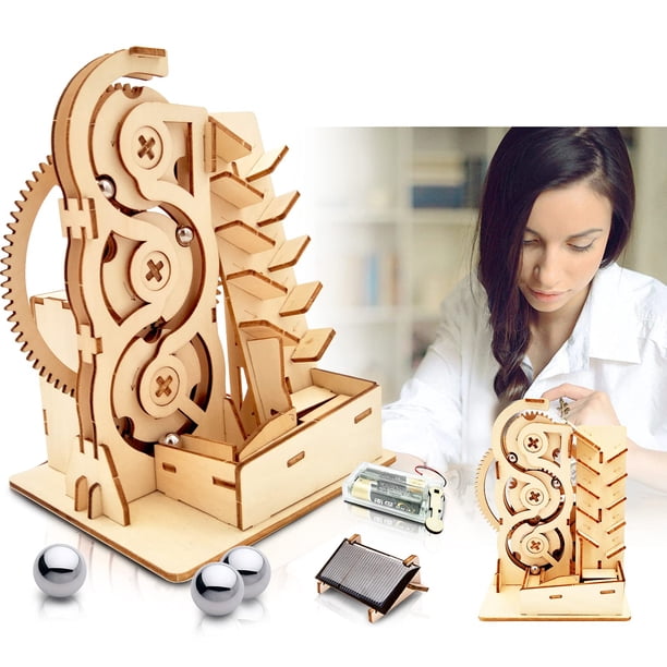 Rompecabezas de madera 3D Marble Run Kit de modelo de bricolaje Juegos de manualidades Juguetes educativos de construcción mecánicos de madera STEM Proyectos de experimentos científicos Rega