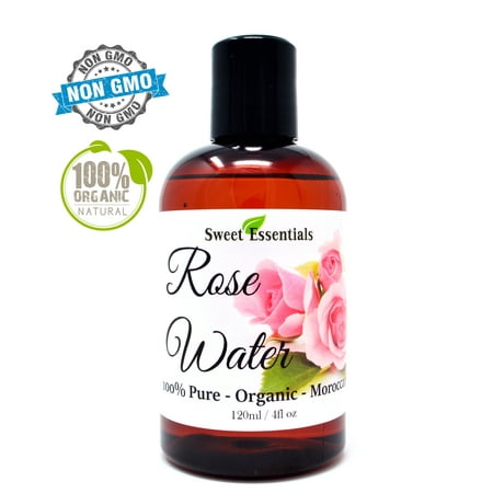 Premium 100% Pure Organic Moroccan Rose Water - 4oz - Imported From Morocco - (Also Edible) Rich in Vitamin A and C, it is Packed With Natural Antioxidants and Anti-Inflammatory Qualities. Perfect (Best Organic Rose Water In India)