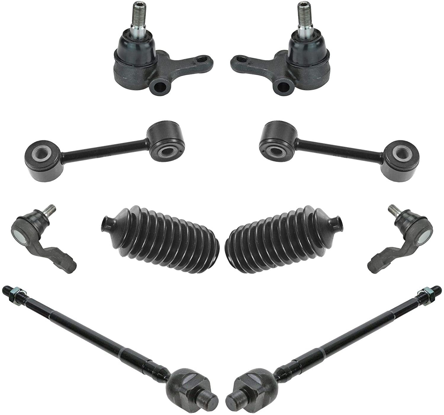 TRQ 6 pc Steering Suspension Kit Lower Control Arms Tie Rods Sway Bar Links New
