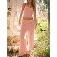 thumbnail image 4 of Conjuntos de Verano para Mujer, Conjuntos de Dos Piezas para Estar en Casa, Top y Pantalón de Tubo A Rayas, Conjuntos A Juego para Vacaciones en la Playa Rojo y M, 4 of 9