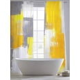 thumbnail image 4 of Yellow Gray Sheer Curtains 96 inches Long 2 Panels Set Geometric Graffiti Oil Paint Color Block Modern Tiers Sheers Rod Pocket Small Window Short Curtains for Kitchen Cafe, Each 52" W x 96" L, 4 of 7
