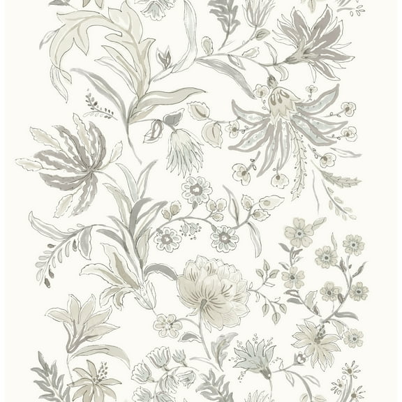 A-Street Prints Teonna Light Grey Floral Stripe Wallpaper