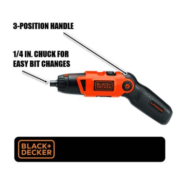 BLACK+DECKER Cordless Electric Screwdriver - 3.6V Lithium Ion With Pivoting Handle