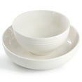 thumbnail image 3 of Elama Nikki 18 Piece Ribbed White Porcelain Dinnerware and Serving Bowl Set, Service for 4, 3 of 8
