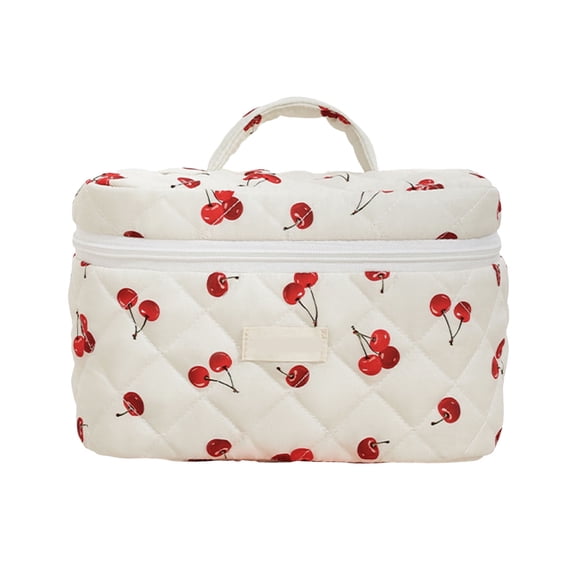 Large Floral Quilted Makeup Bag Set for Women Travel Toiletry Organizer Cosmetic Pouch Storage