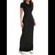 thumbnail image 2 of Vestido de Noche Ajustado, Elegante, Informal, con Cuello Redondo y Mangas para Mujer Negro S, 2 of 9