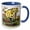 Blue/White, variant on 3drose, Funny Cute Yellow Labrador Dog Dog Playing with Model Train Set, 15oz Two-tone Yellow Mug