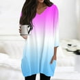 thumbnail image 2 of DENGDENG Plus Size Tunic Shirts for Women Summer V Neck 3/4 Sleeve Shirts for Leggings Boho Casual Tshirts Fashion Flowy Blouses Light Purple S, 2 of 7