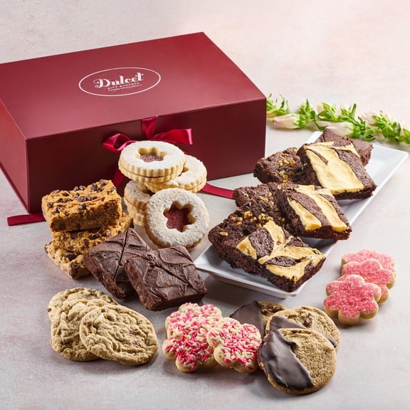 Dulcet Gift Baskets Mother's Day Pink Flower Cookie Gift Basket Filled With Fresh Cookies