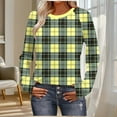 thumbnail image 2 of NuoCaiYun Womens Fashion Long Sleeve Shirt Plaid Print T-Shirt Casual Round Neck Lightweight Casual Tops, 2 of 6