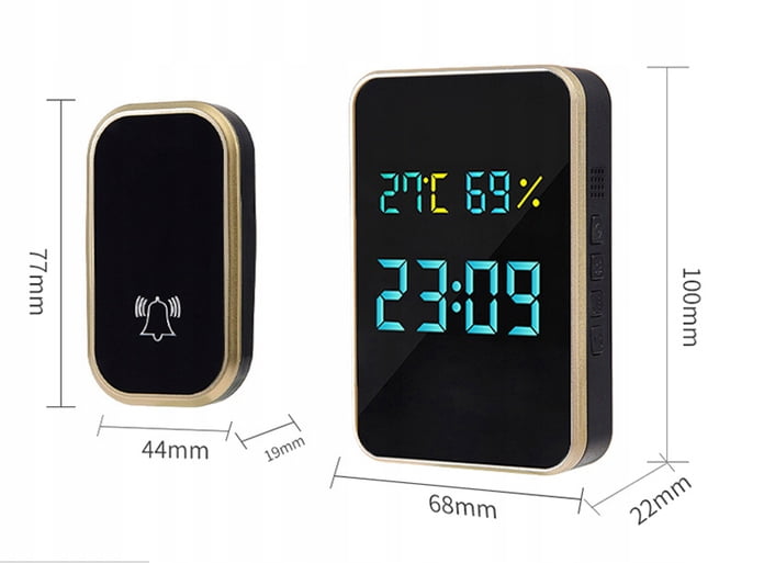 Alarm Clock Hygrometer All-in-one Room Temperature Wireless Doorbell