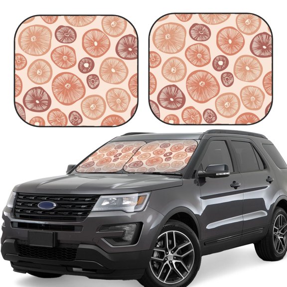 Naloa Mushrooms2 2 Piece Foldable Car Sun Shades, Car Windshield Sunshade, Front Window Sunshade for Car, Truck, SUV - Small