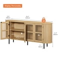 thumbnail image 4 of FITUEYES 64" Fluted Sideboard Buffet Cabinet with 4 Doors, Curved Design Wooden Storage Cabinet for Dining Room, Living Room & Kitchen, Oak, 4 of 6