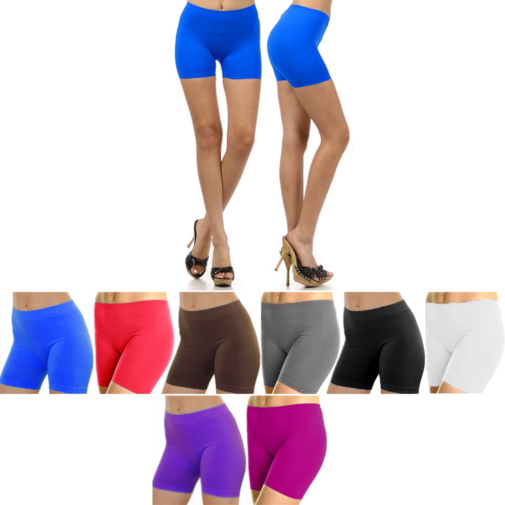AllTopBargains 4pc Women Yoga Biker Shorts Leggings Cycling Stretch Hot Exercise One Size