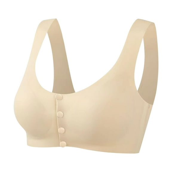 FUNUONY 2025 New Daisy Bras for Women No Underwire Front Closure Comfort Senior Wireless Snap Closing Bra Women Lace Frongt Button Shaping Cup Adjustable Shoulder Strap Large Size Bra