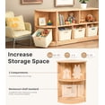 thumbnail image 2 of Sweet Time Corner Cabinet 2-Tier Toy Organizers and Storage, Rubber Wood Triangular Montessori Shelf for Kids Room, Playroom, Nursery, Classroom, Kindergarten, 2 of 9