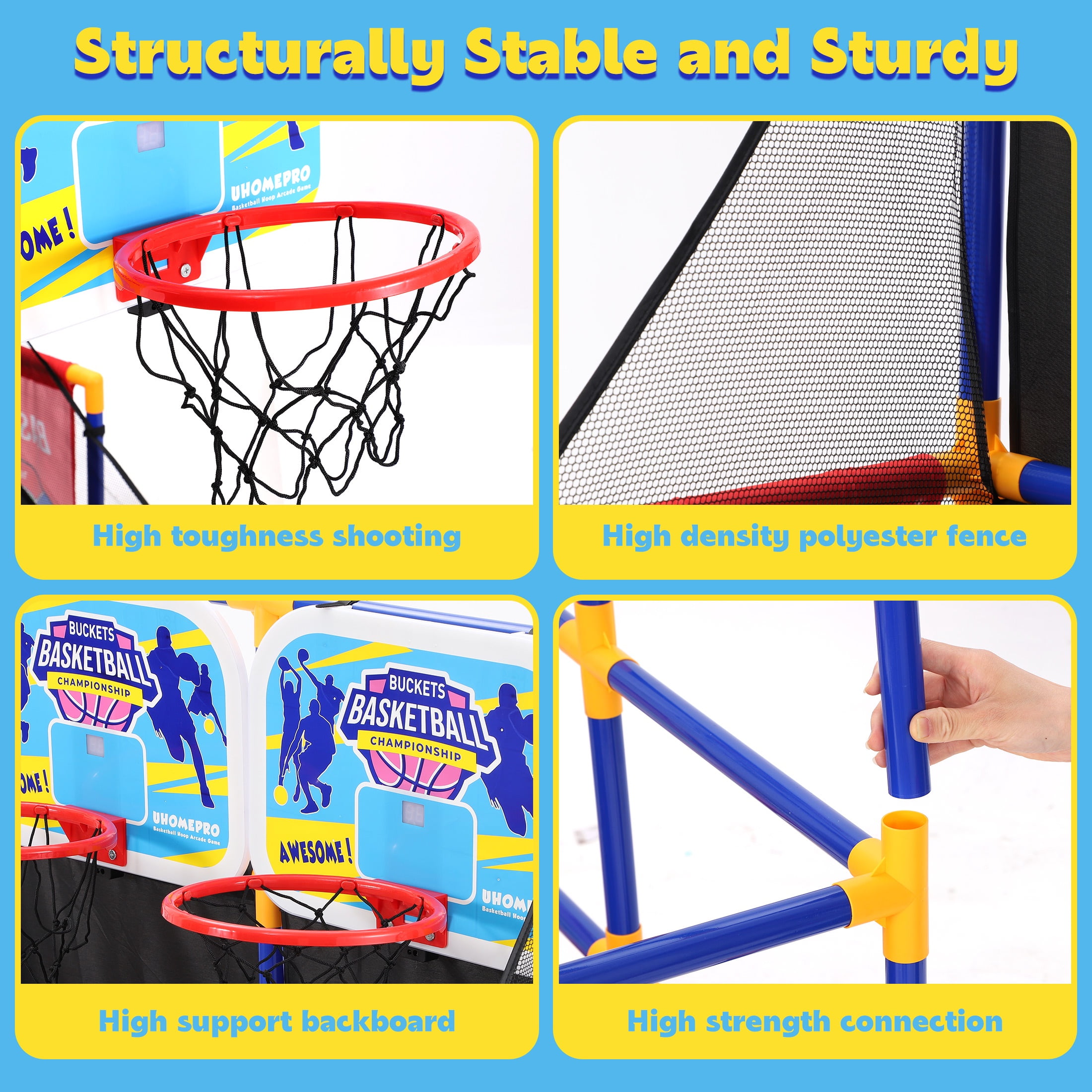 COCLUB 2in1 Basketball Arcade Game Set with Electronic Scoreboard& Lights, Indoor Basketball Hoop for Kids Toddlers 3-6