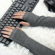INSPIRE CHIC Womens Fingerless Elastic Winter Thick Arm Warmers Gloves Gray