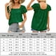 thumbnail image 2 of Tops de encaje para mujer tops de verano con cuello cuadrado a la moda para ir de compras (verde oscuro S) FLhrweasw Para estrenar, 2 of 6