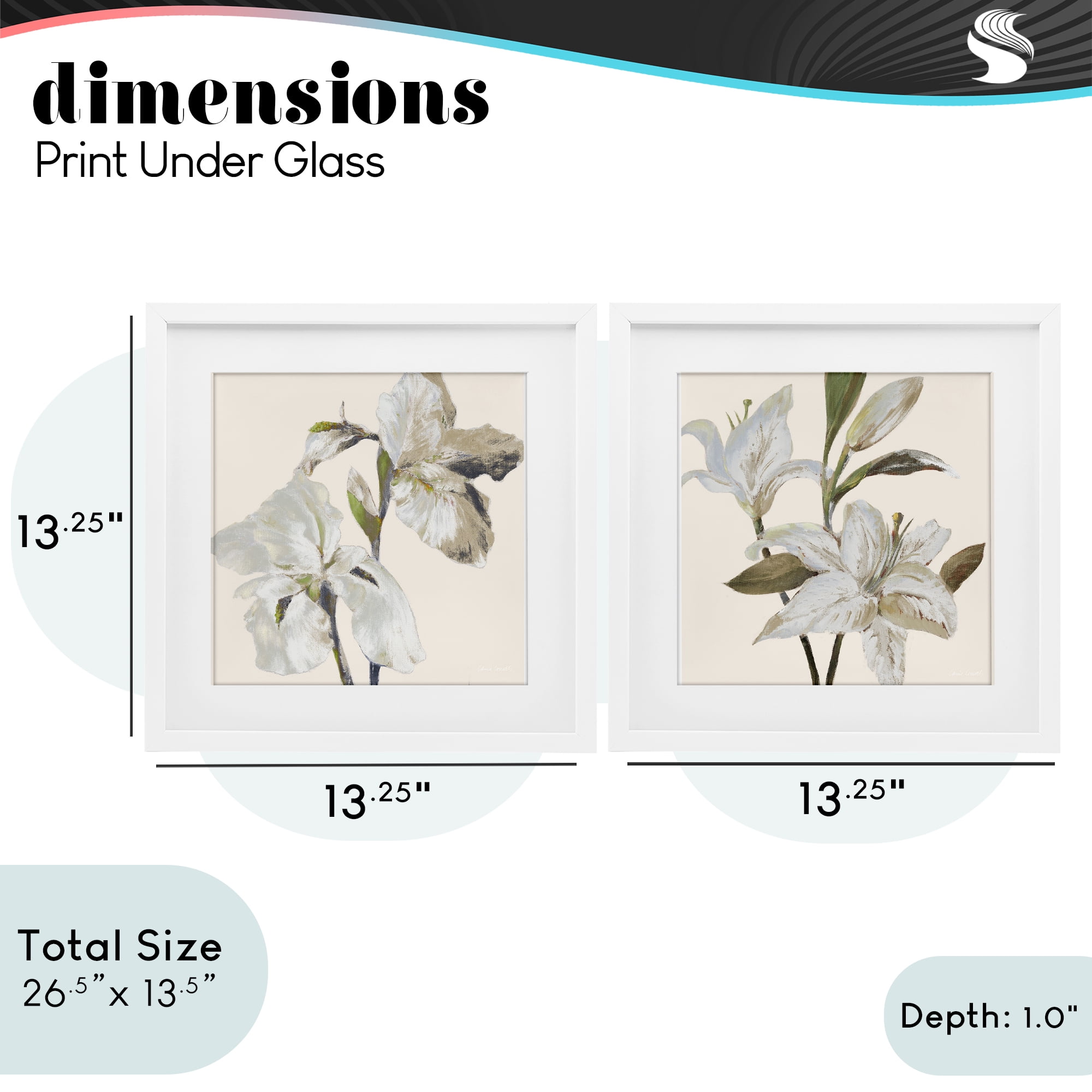 Stupell Industries Irises and Lilies Soft Beige 2 Piece White Framed Print Under Glass Set, design by Lanie Loreth