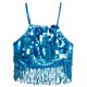 thumbnail image 3 of Blusa informal de poliéster con lentejuelas y borlas para danza del vientre, para mujer, estilo indio, para glúteos, 3 of 8