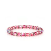 tazza women's pink beads crystal stretch bracelets