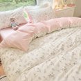 thumbnail image 3 of Ins Pink Flowers Bedding Set Bed Sheet Pillowcase Twin Full Queen Size Bed Linen Women Girls Floral Duvet Cover Set No Filling, 3 of 6