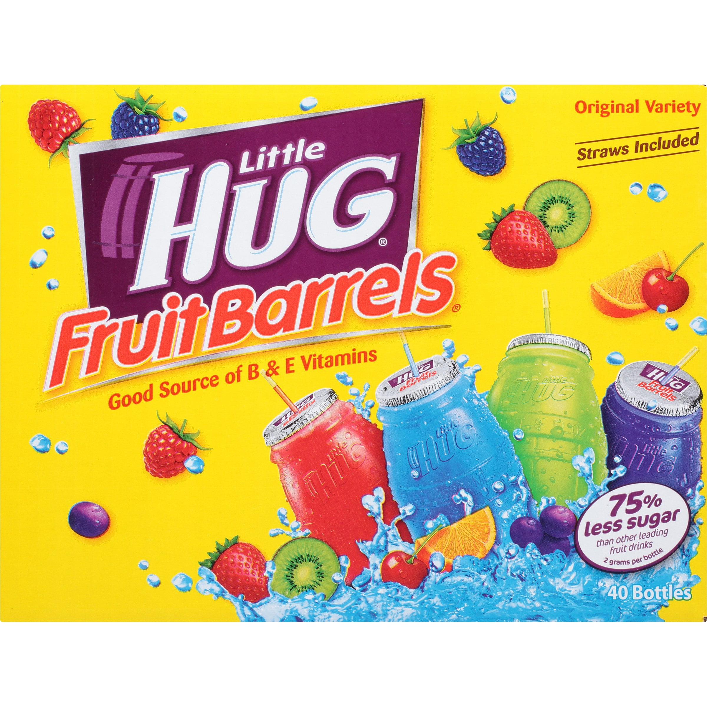 Little HUG Fruit Barrels, Original, Shelf Stable Kids Drinks Variety Pack, 40 Count, 8 fl oz Bottles
