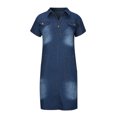 thumbnail image 4 of Bigersell Womens Formal Gowns and Evening Dresses Clearance Female Button Up Short Sleeve Mini Denim Dress Style D-22 Beach Dresses Ladies 2024 Plus Size Summer Dresses , Dark Blue L, 4 of 8