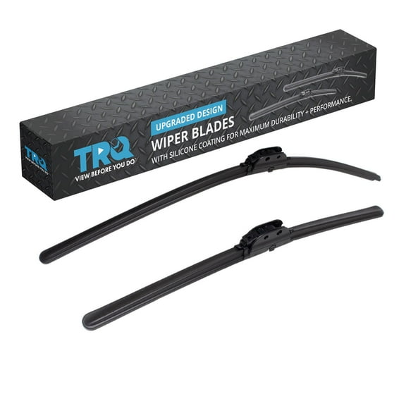 TRQ Silicone Coated Water Repellent Wiper Blades, 16in and 24in Automotive Windshield Wipers (Set of 2)