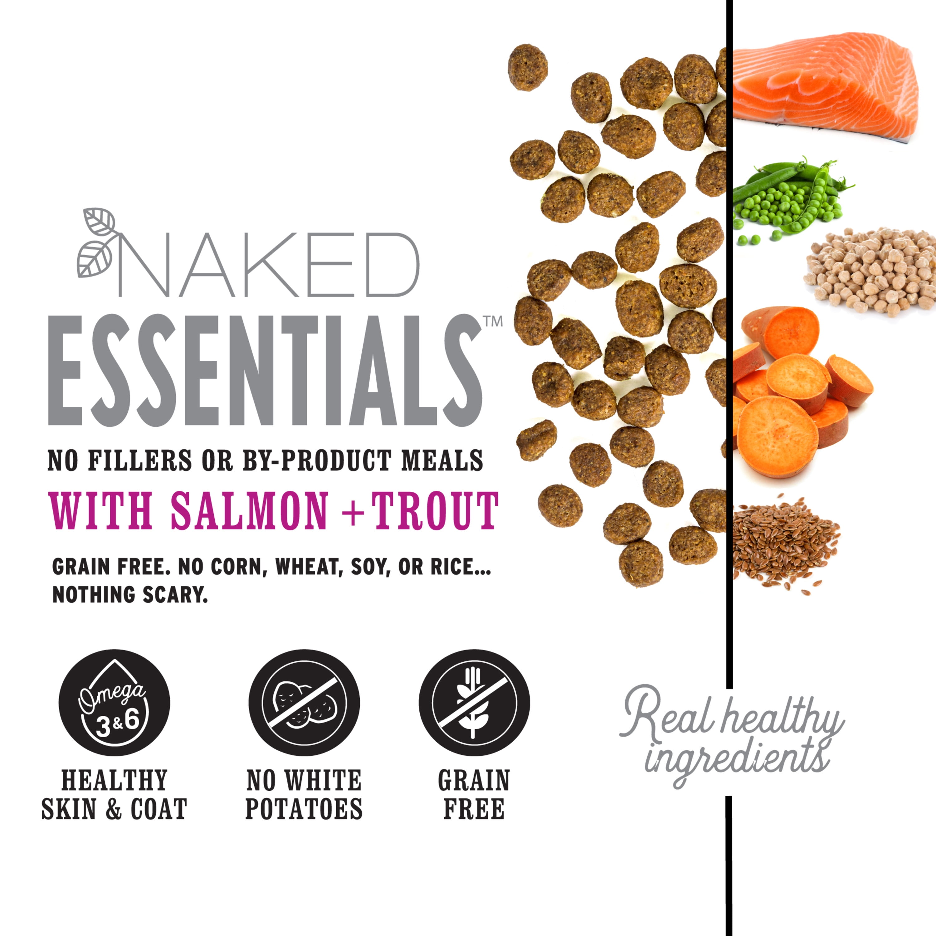 "I and love and you" Naked Essentials Trout & Salmon Flavor Dry Cat Food, Grain-Free, 3.4 lb. Bag