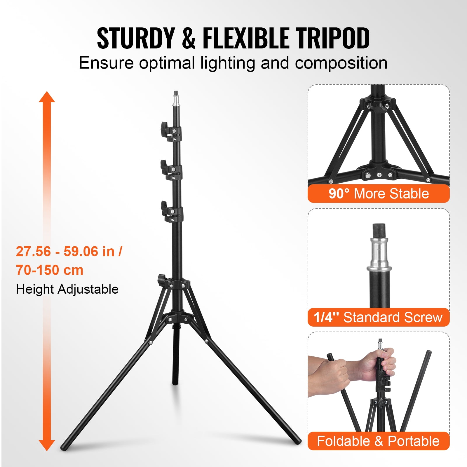 VEVOR Softbox Lighting Kit, 16" x 16", Professional Softbox with 45W LED Bulbs, 3000-6500K Adjustable Color Temperature, Tripod Stand, Studio Lights for Photography, Vedio Recording, Live Streaming