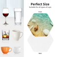 thumbnail image 6 of Honeii Starfish And Seashell On The Beach print Leather Coaster Set of 4, ideal for safeguarding your furniture from drinks spills and effortless cleanup-Hexagon, 6 of 6