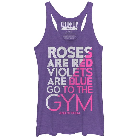 Women's CHIN UP Valentine Roses Are Gym Poem  Racerback Tank Top Purple Heather Small