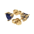 thumbnail image 2 of Clara Pucci 1.5 ct Brilliant Heart Cut Studs VVS1 Genuine Conflict free Blue Sapphire Solid 14K Yellow Gold Designer Everyday Earrings Push back, 2 of 5