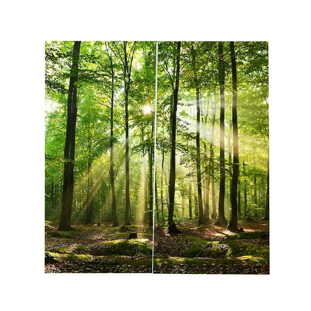 Forests Sunlight Printing Shading Curtains for Balcony Bedroom Drawing Room Window 150 * 166cm