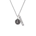 thumbnail image 2 of Delight Jewelry Silvertone Antiqued Round Seal - Initial - I - Silvertone Always My Sister Bar Charm Necklace, 23", 2 of 4