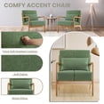 thumbnail image 4 of Accent Chair Set of 2 with Pillow Upholstered Mid-Century Chair Living Room Chair for Small Space Solid Wood Frame Reading Chair with Soft Thick Cushion Armchair for Bedroom Balcony Green, 4 of 7
