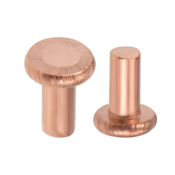 Uxcell 1/8" x 15/64" Flat Head Solid Rivets Fasteners Copper 100Pcs