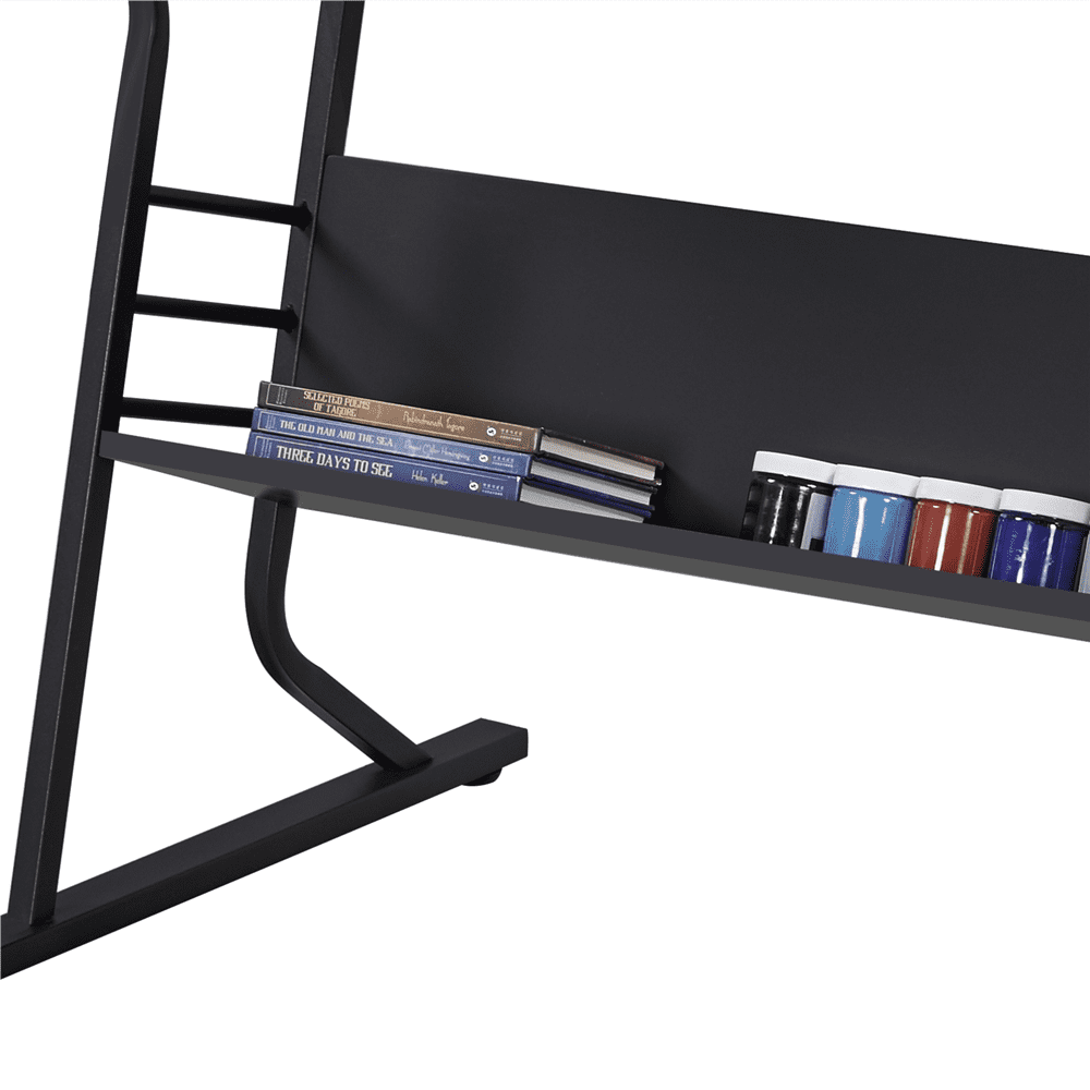 Renwick Drafting Table & Stool Set with Tilting Tabletop & Side Countertop, Black