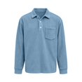 thumbnail image 6 of Corduroy Long Sleeve Polo Shirts for Men Striped Fall Winter Business Casual Office Casual Shirt, 6 of 6