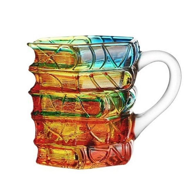 Taza única de pila de libros, taza de café de cristal 3D, divertido regalo novedoso for amantes de los libros y lectores, 6.5 oz