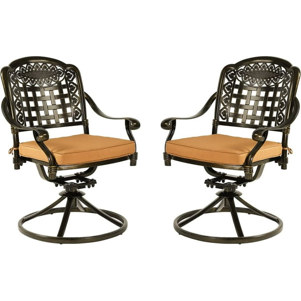 MEETWARM 2 Piece Patio Dinning Swivel Chairs Rocker, Outdoor AllWeather Cast Aluminum Chairs